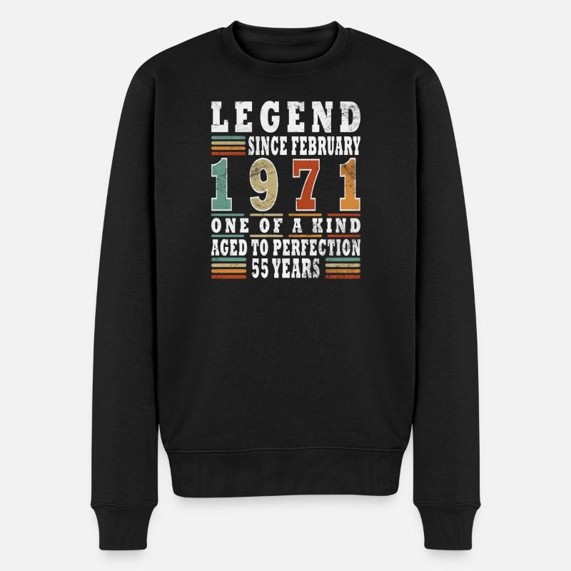 Février 1971 Jubilé 1971 Légendes Février - Pull Premium bio Homme - noir