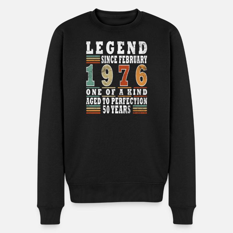 Février 1976 Jubilé 1976 Légendes Février - Pull Premium bio Homme - noir