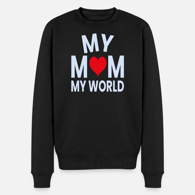 Meine Mama Mein Weltherz - Männer Premium Bio Pullover - Schwarz