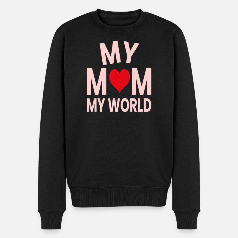 Meine Mutter, meine Welt - Männer Premium Bio Pullover - Schwarz