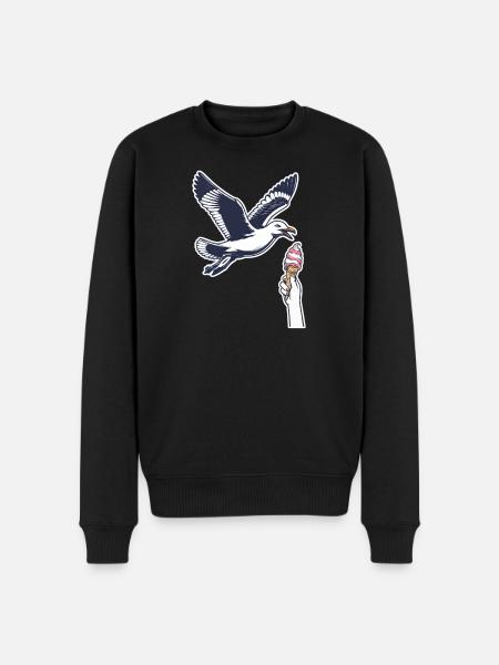Lustige Möwe Stiehlt Eiscreme - Men's Premium Organic Jumper - black