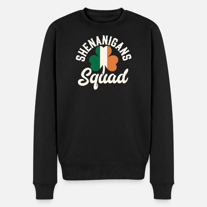 Irish Shenanigans Squad Shamrock Design - Men's Premium Organic Jumper - black