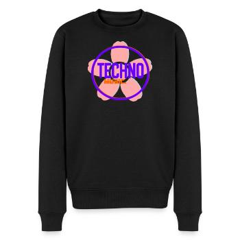 Techno Circle Neon Logo - Men's Premium Organic Jumper - black - Front - Nico (187cm)