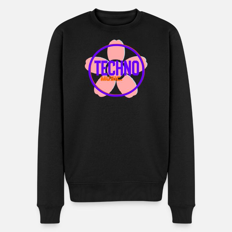 Techno Circle Neon-Logo - Männer Premium Bio Pullover - Schwarz