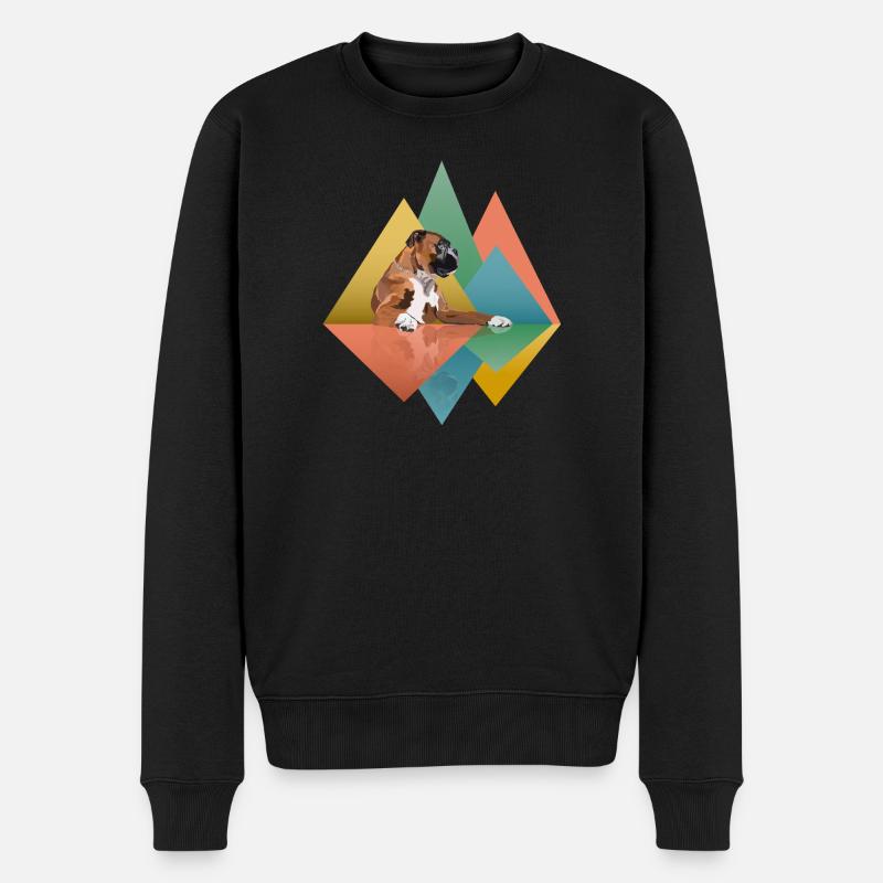 Boxer Dog Geometric - Männer Premium Bio Pullover - Schwarz