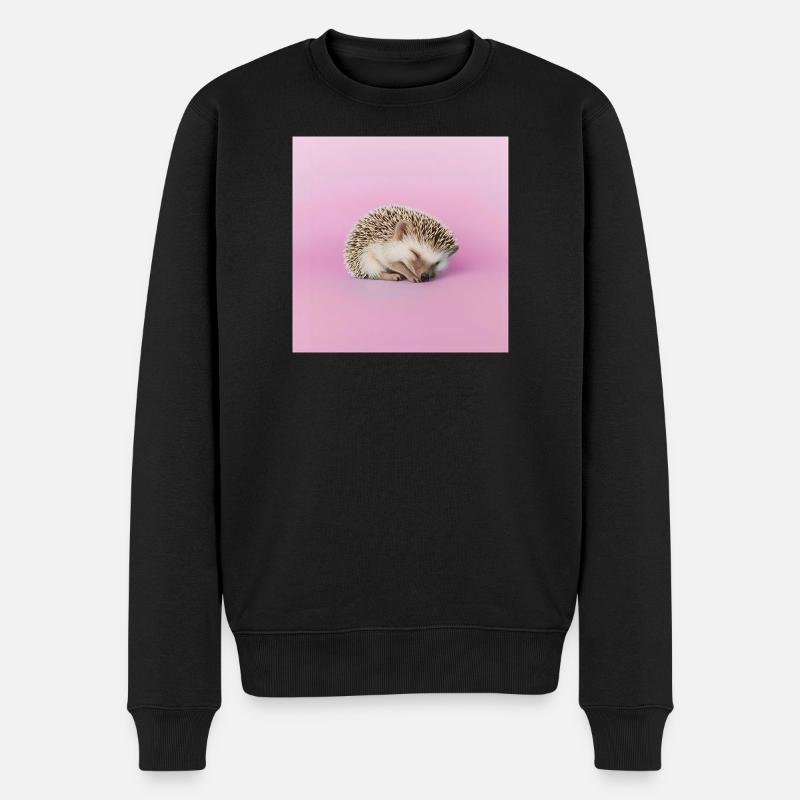 Schlafender Igel auf blassrosa Hintergrund - Männer Premium Bio Pullover - Schwarz