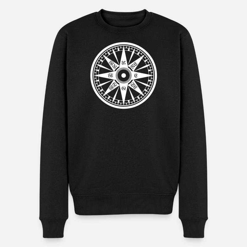 Kompass / Compass – Windrose, Schiffskompass - Männer Premium Bio Pullover - Schwarz