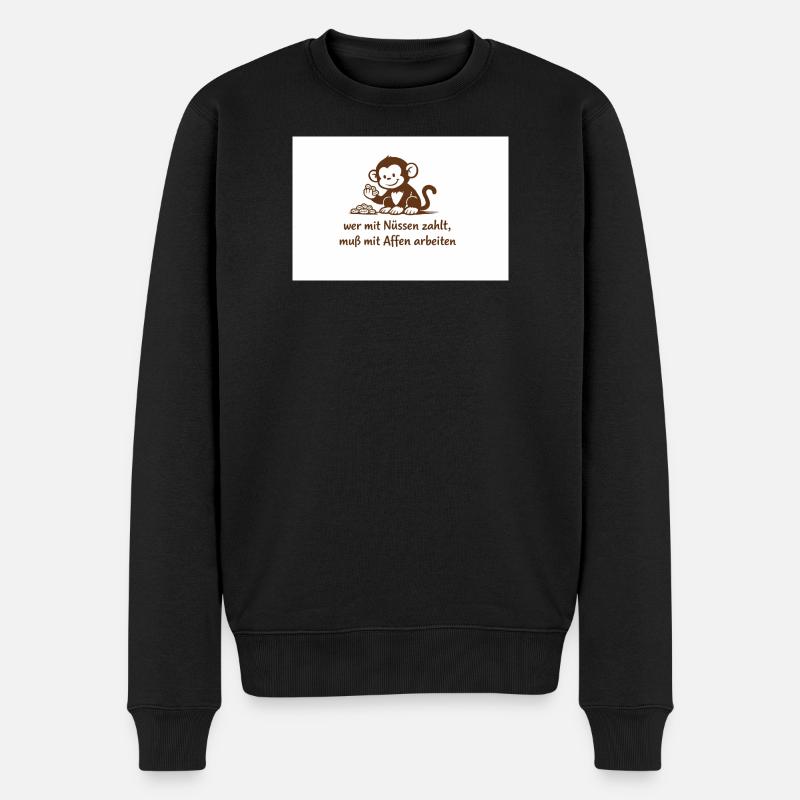 Arbeiteraffe_mit_Erdnuessen - Männer Premium Bio Pullover - Schwarz