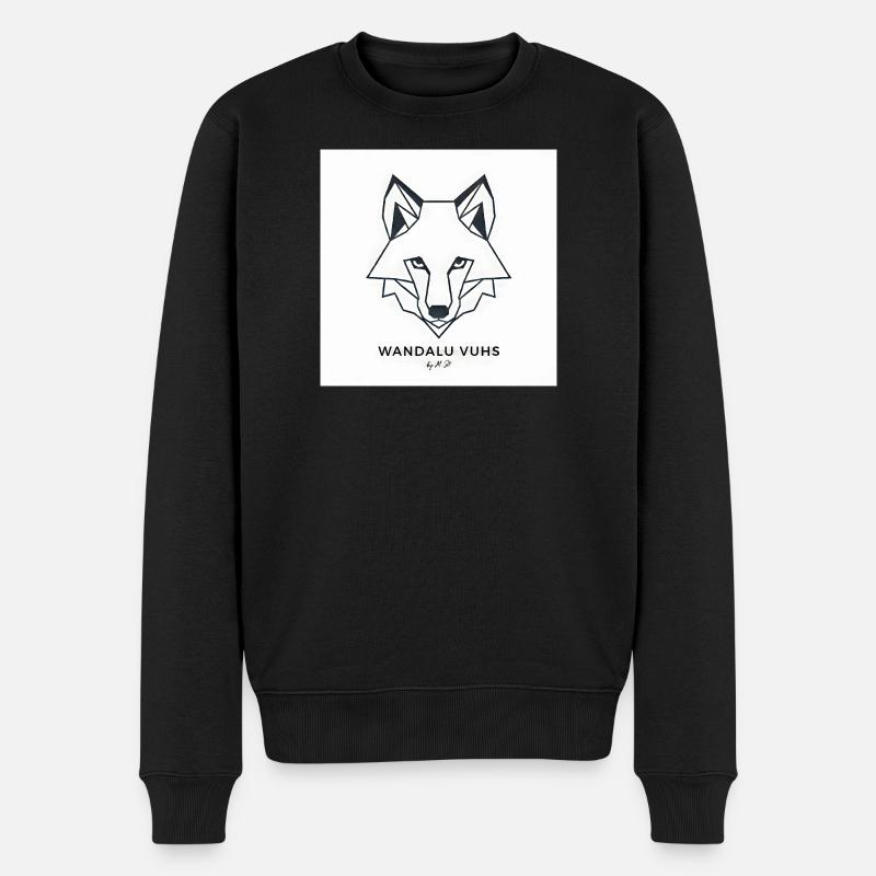 Wandalu Vuhs Fuchs - Männer Premium Bio Pullover - Schwarz