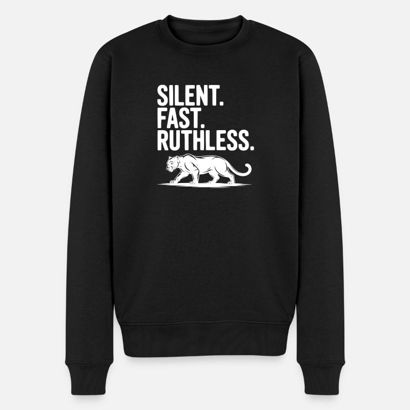 Silencieux. Vite. Impitoyable. - Pull Premium bio Homme - noir