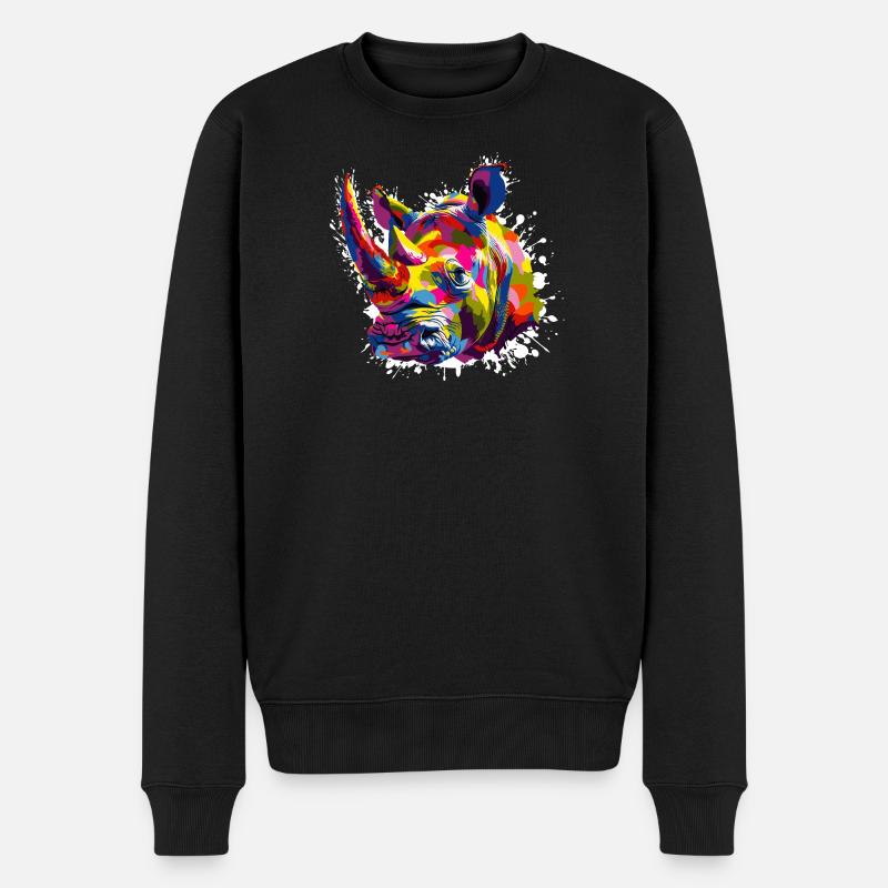 Rhinocéros Animal Pop Art - Pull Premium bio Homme - noir