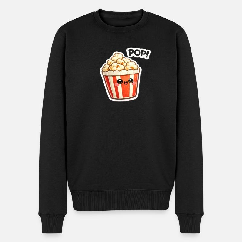 Motif de sourire popcorn Kawaii - Pull Premium bio Homme - noir