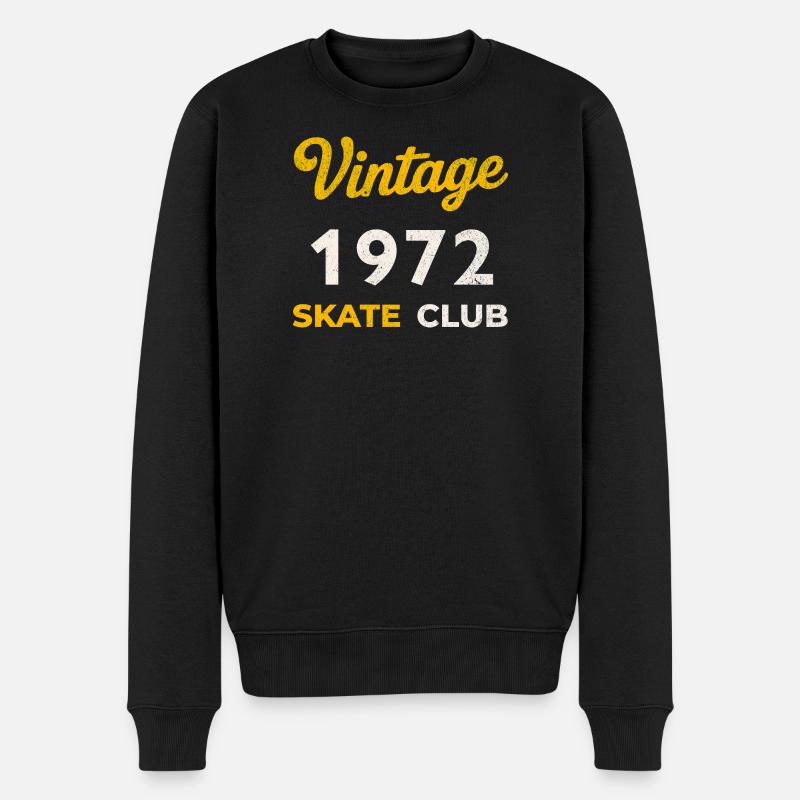 Vintage 1972 Skate Club Retro Geburtsjahr Geschenk - Männer Premium Bio Pullover - Schwarz