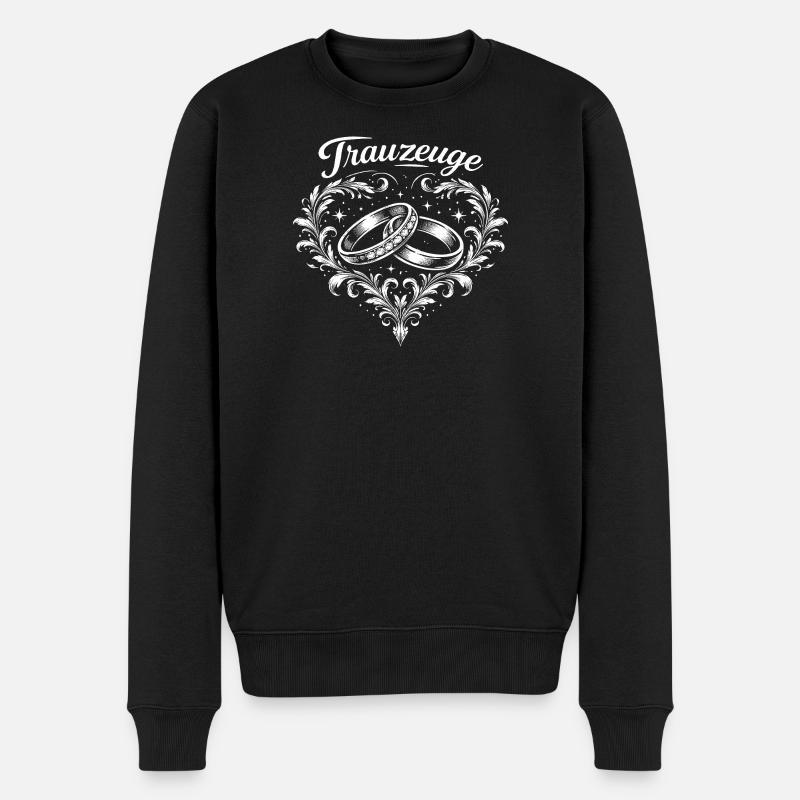 Trauung Herzringe Ornament - Männer Premium Bio Pullover - Schwarz