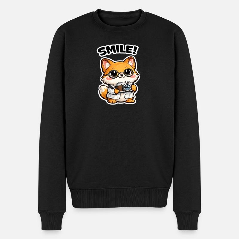 Kuschelfuchs knipst Fotokunst - Männer Premium Bio Pullover - Schwarz