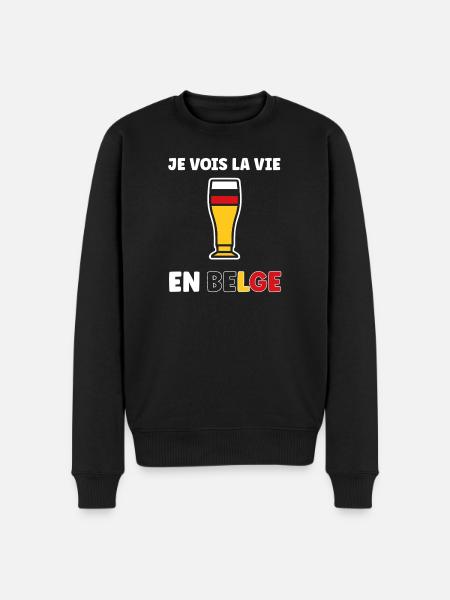 Belgian Life Stylized Beer Glass - Men's Premium Organic Jumper - black