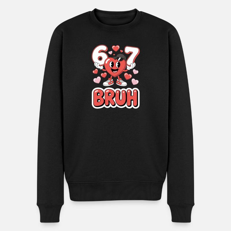 Lustige 67 Bruh Meme Valentinstagsherz für Jungen - Männer Premium Bio Pullover - Schwarz