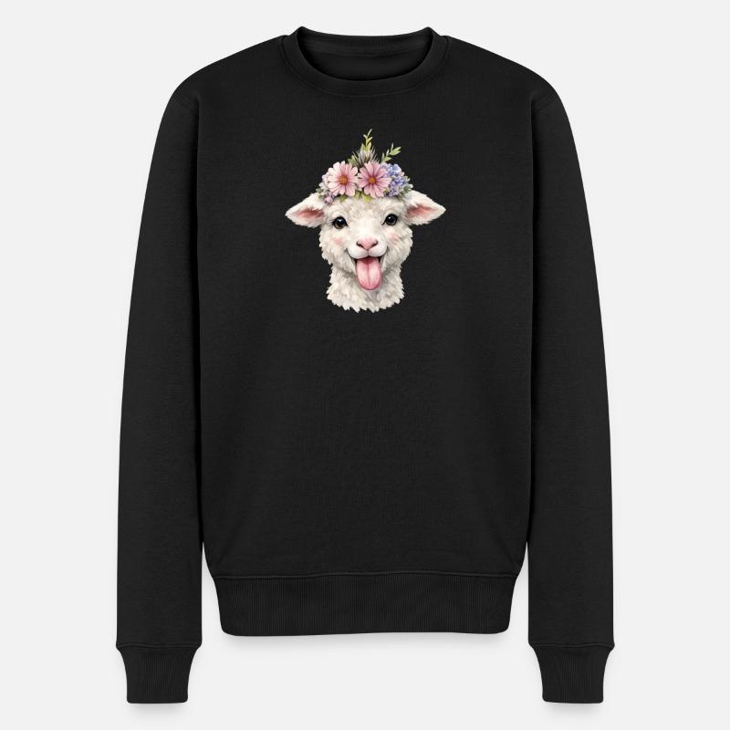 Couronne de fleurs de mouton joyeuse - Pull Premium bio Homme - noir