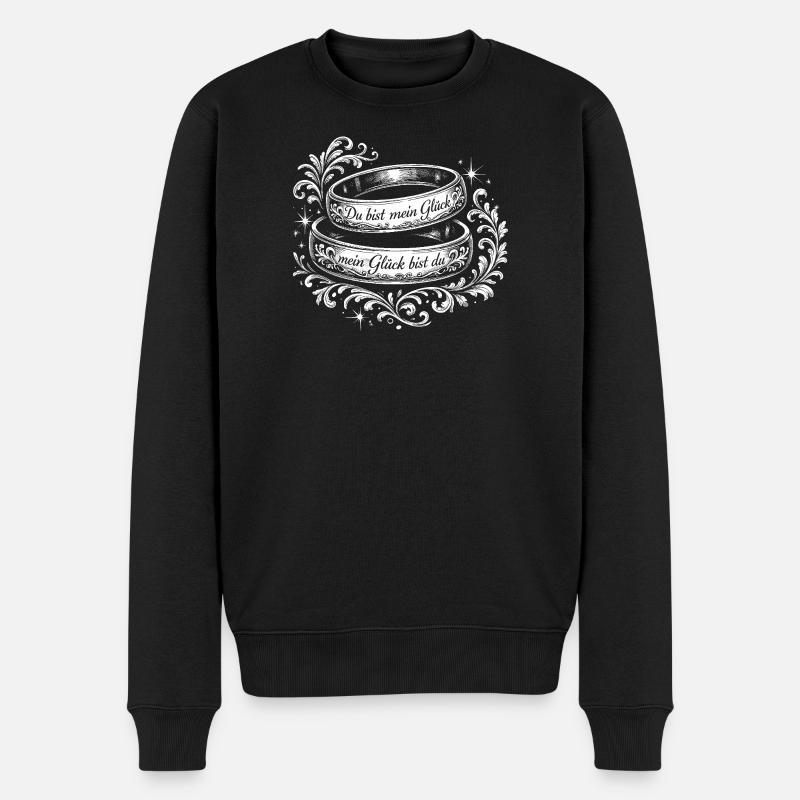 Zwei Ringe mit floralen Verzierungen - Männer Premium Bio Pullover - Schwarz