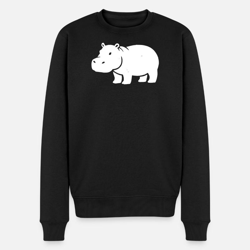 Silhouette Hippopotame Blanche - Pull Premium bio Homme - noir