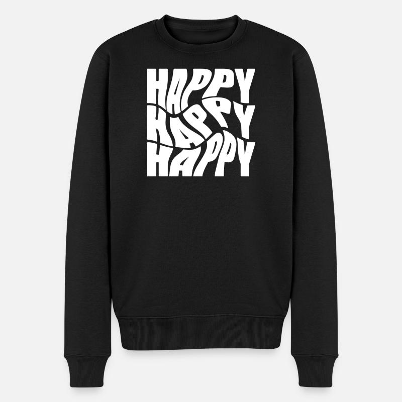 Fettgedruckte Happy Graffiti-Typografie - Männer Premium Bio Pullover - Schwarz