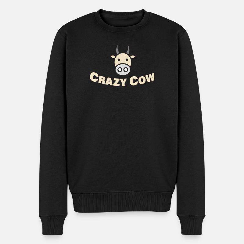 CRAZY COW - Männer Premium Bio Pullover - Schwarz
