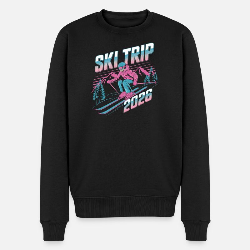 SkiTrip 2026 Retro Neon - Männer Premium Bio Pullover - Schwarz