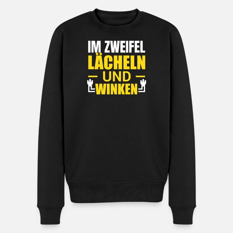 When in doubt, smile and wave - Men's Premium Organic Jumper - black