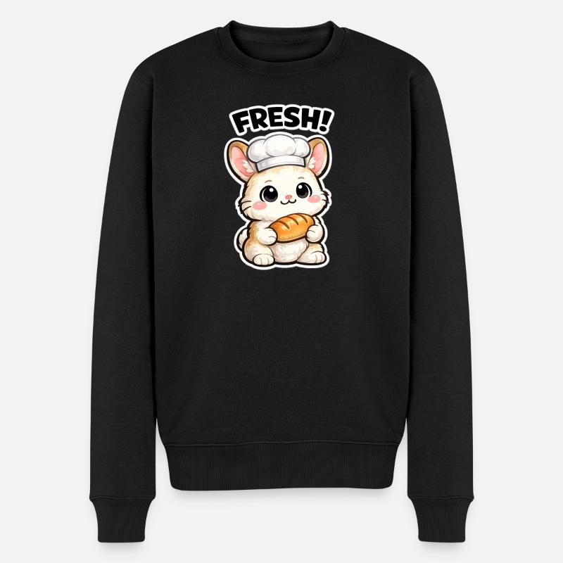 Kitchen bunny with fresh bread - Men's Premium Organic Jumper - black