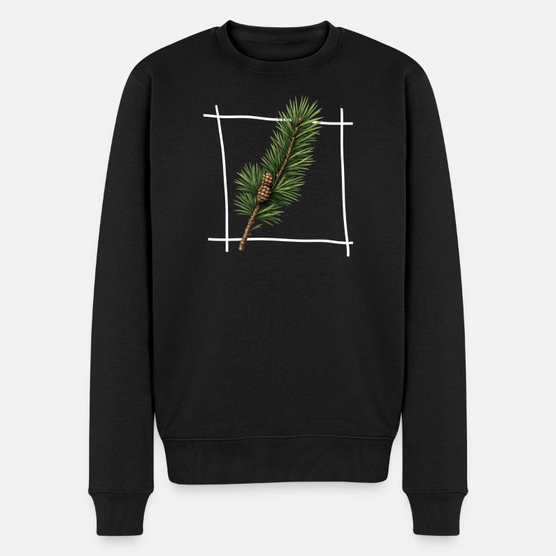 Pine Branch Minimal Frame - Men's Premium Organic Jumper - black