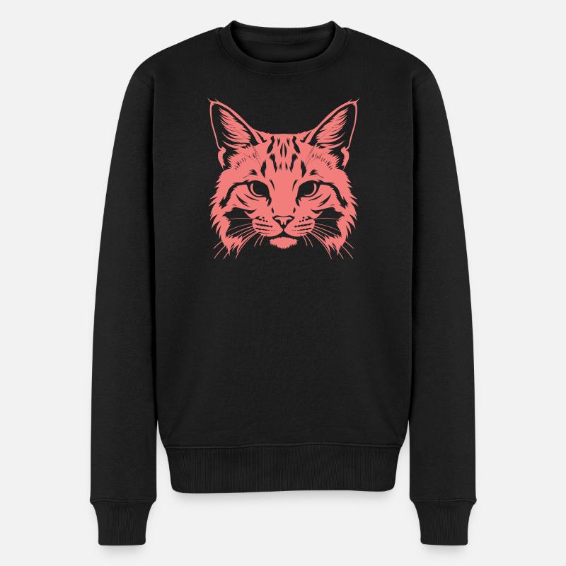 Katzenkopf Silhouette - Männer Premium Bio Pullover - Schwarz