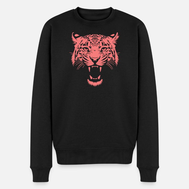 Tête de tigre néon rose - Pull Premium bio Homme - noir