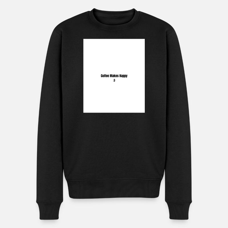 Kaffee Macht Glücklich - Männer Premium Bio Pullover - Schwarz