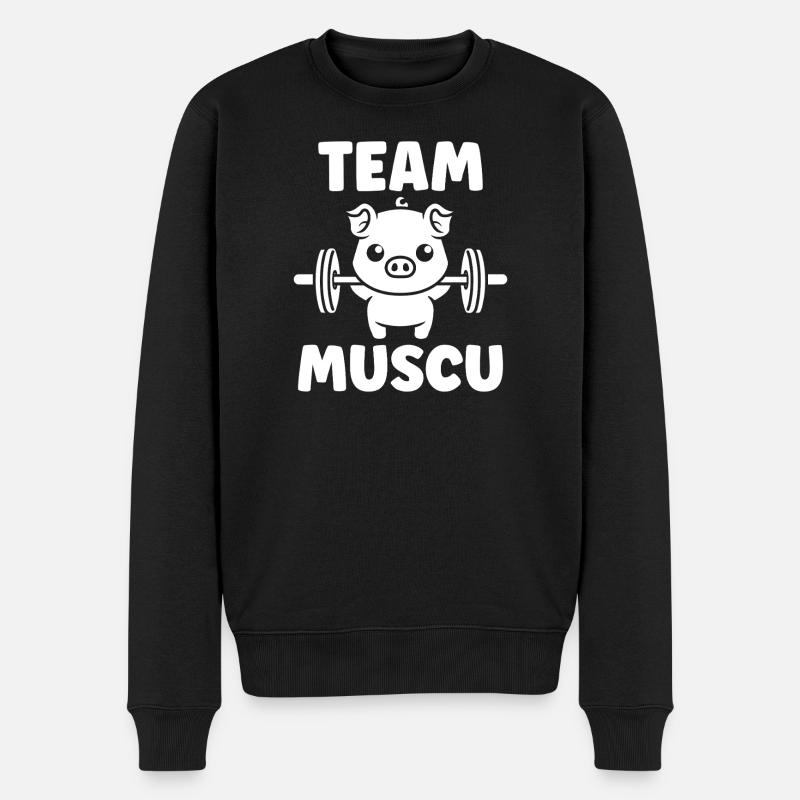 Team Muscu Schweinehanteln - Männer Premium Bio Pullover - Schwarz