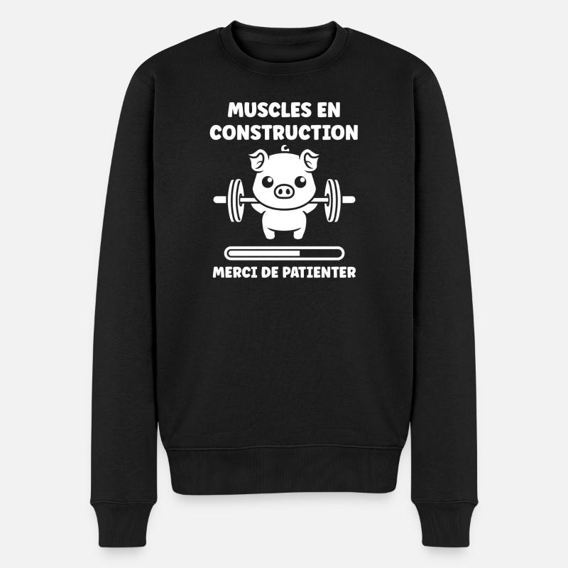 Muscles en Construction — Patientez - Pull Premium bio Homme - noir