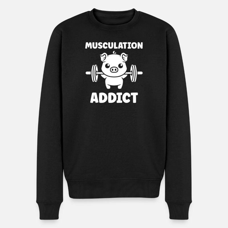 Muskelschwein und Hanteln - Männer Premium Bio Pullover - Schwarz