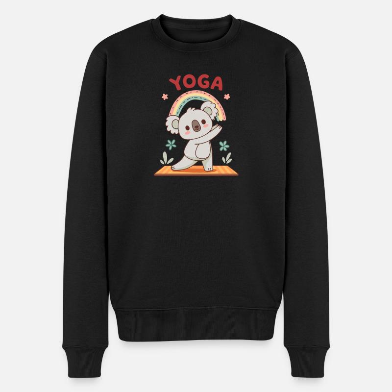 Koala Yoga Regenbogen - Männer Premium Bio Pullover - Schwarz