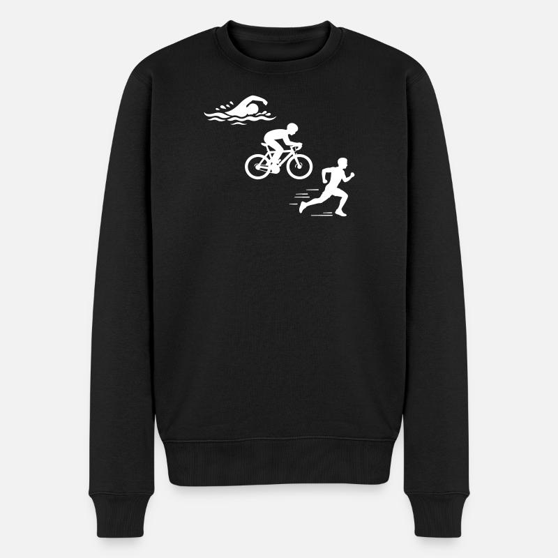 Triathlon Silhouette Triathlet - Männer Premium Bio Pullover - Schwarz