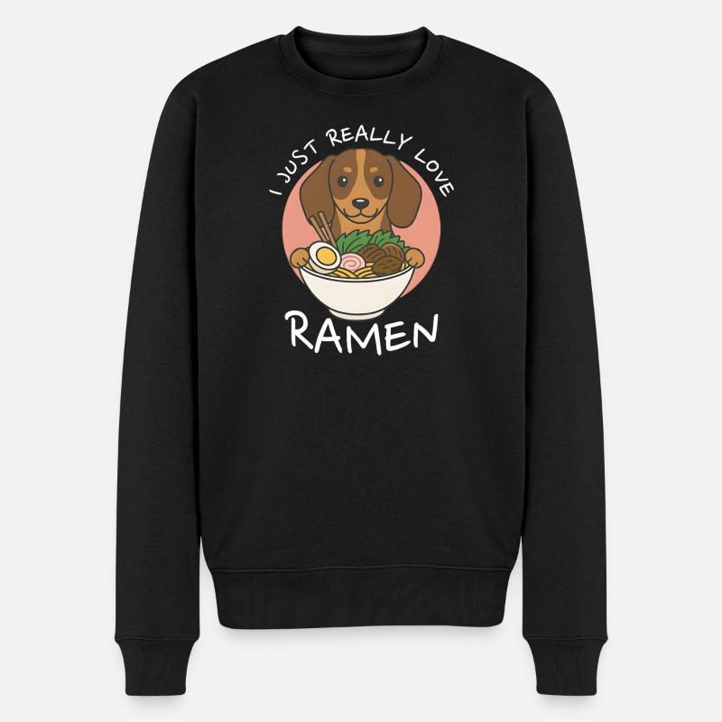 Japanische Ramen Dackel Nudelschale Anime Otaku - Männer Premium Bio Pullover - Schwarz