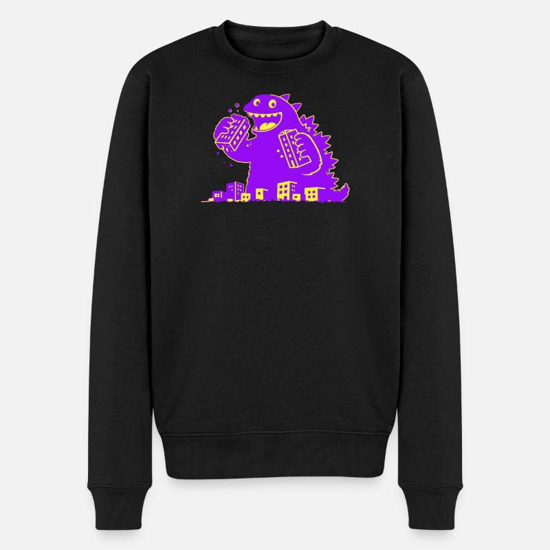 Le monstre mange la ville - Pull Premium bio Homme - noir