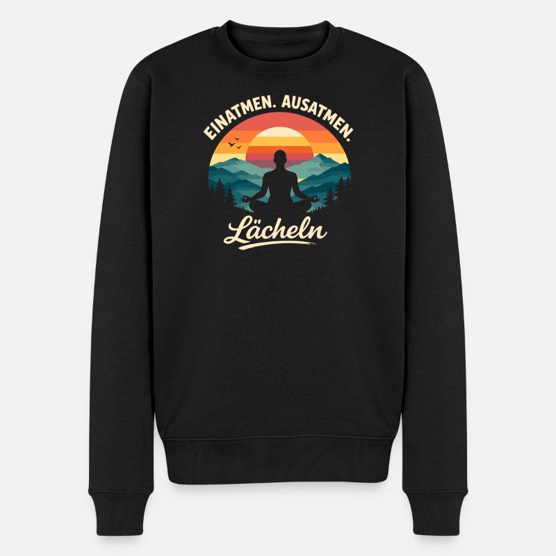 Inspire, expire, sourit, Yoga Dis Cadeau - Pull Premium bio Homme - noir