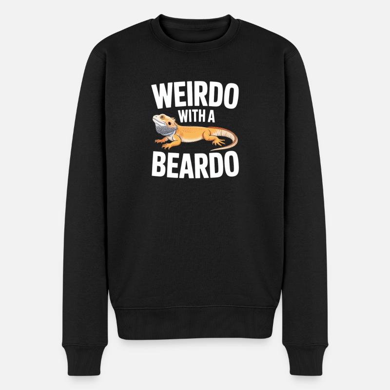 Beardo Lizard Caption Tee - Men's Premium Organic Jumper - black