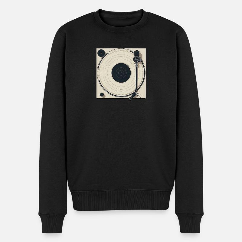 Minimalistischer Plattenspieler Beige - Männer Premium Bio Pullover - Schwarz