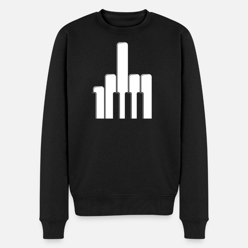 Klaviertasten Mittelfinger - Männer Premium Bio Pullover - Schwarz