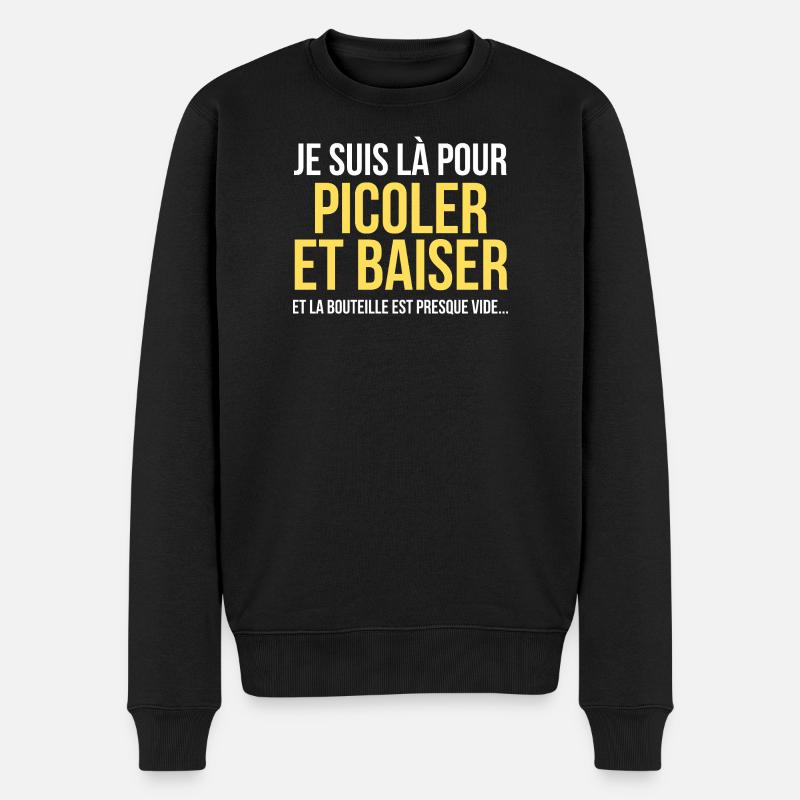 Picoler Baiser Humour Adulte - Pull Premium bio Homme - noir