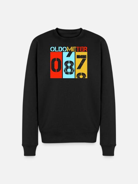 Oldometer 87 Retro Vintage 87th Birthday - Men's Premium Organic Jumper - black