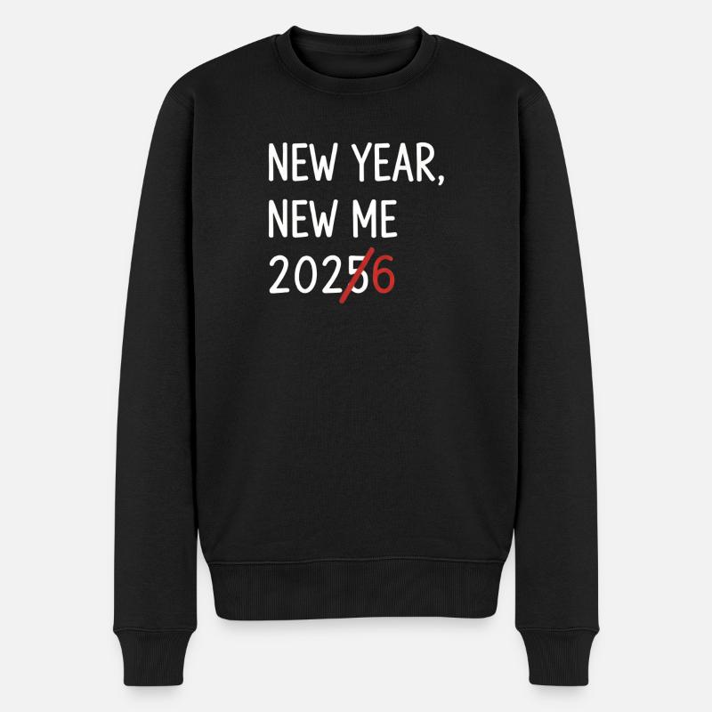 New Year New Me 2026 Strikethrough - Männer Premium Bio Pullover - Schwarz