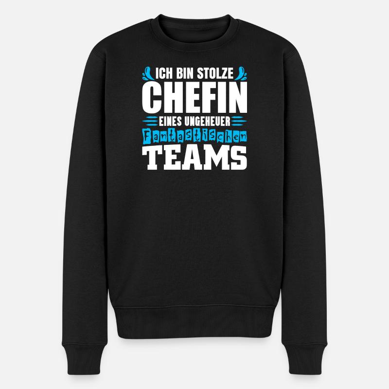 Stolze Chefin Chef Frau Abteilungsleiter Teamchef - Männer Premium Bio Pullover - Schwarz