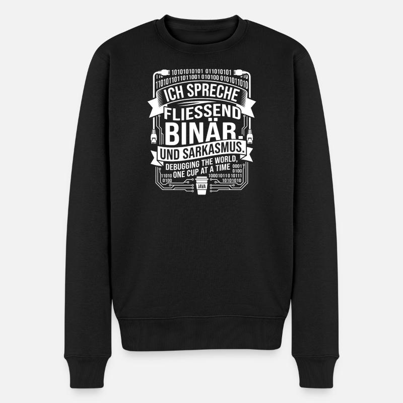 Coding Binary Coffee Sarcasm - Men's Premium Organic Jumper - black
