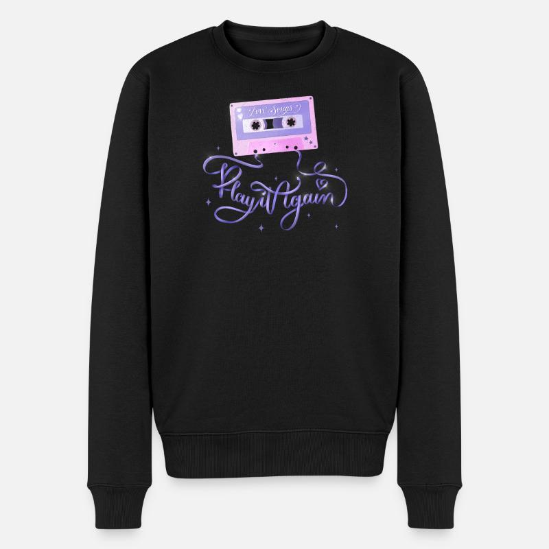 Chansons d’amour. Cassette musicale rétro. - Pull Premium bio Homme - noir